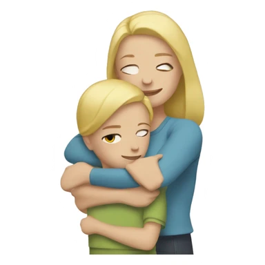 blonde woman hugging child sticker