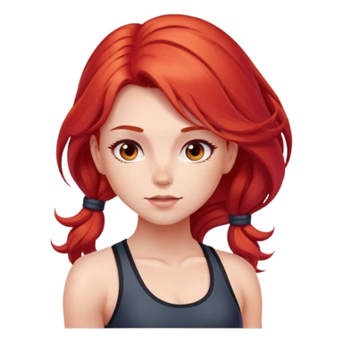 Cute gym girl with red long hair blushing  sticker