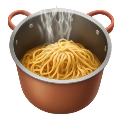 spaghetti is cooked in water in a pot sticker
