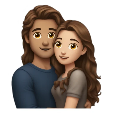 Beautiful Girl with long brown hair and boy with brown hair cuddling at night sticker