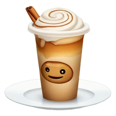 Cinnamon and cappuccino bun in a disposable glass sticker