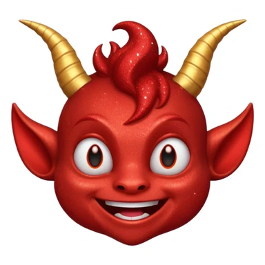 red glitter imp happy sticker