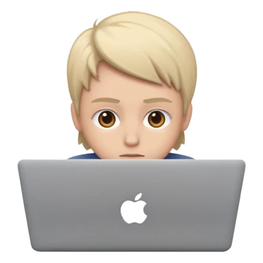 small figure sitting in front of a laptop sticker