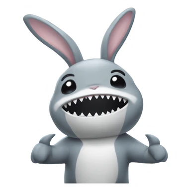 Bunny wearing shark costume sticker