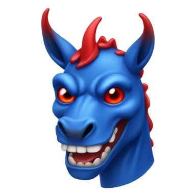 blue devil horse with blowing red eyes  sticker