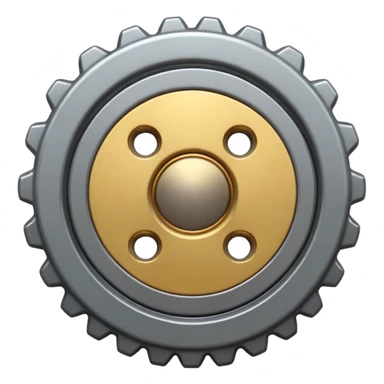 Emoji of a gear, iPhone emoji style. Flat design, smooth gradients, rounded edges, soft shadows, clean look, white background. sticker
