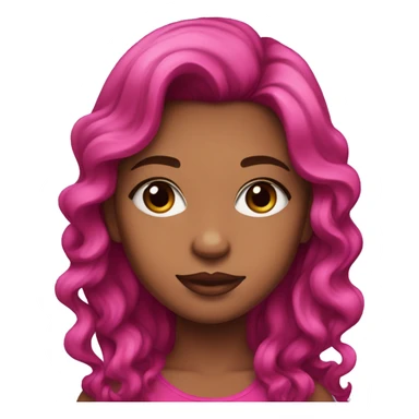 Pretty girl with tan skin, dark eye makeup, and long, magenta pink, wavy hair sticker