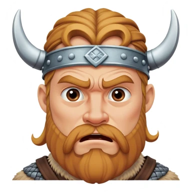 surprised viking face with furrowed brows, looking up with hand on chin. sticker