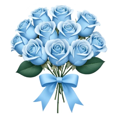 light blue rose bouquet tied with a ribbon sticker