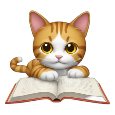 cat chilling with a book sticker