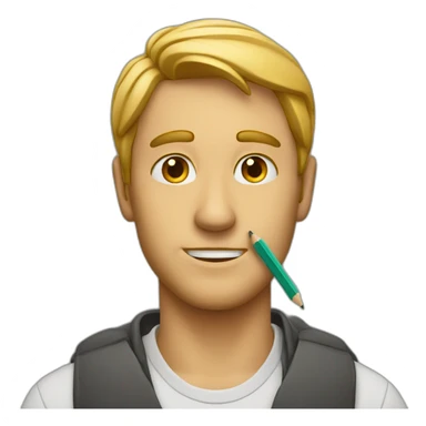 a man with a pencil behind his ear sticker