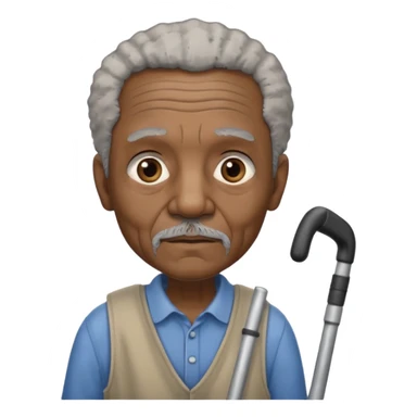 Old black man with crutches sticker