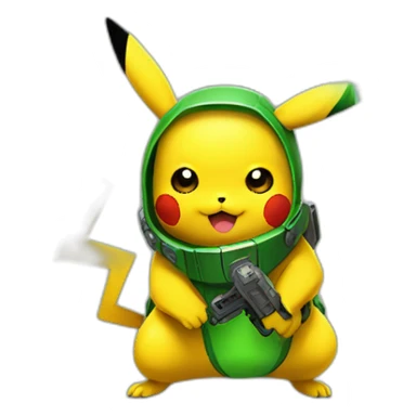 pikachu with green raygun sticker
