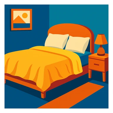 a bed, soft and inviting, modern illustration style sticker