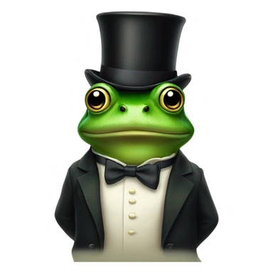 Frog wearing only a top hat and bow tie standing on two legs sticker