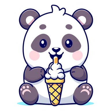 Panda eating ice cream sticker