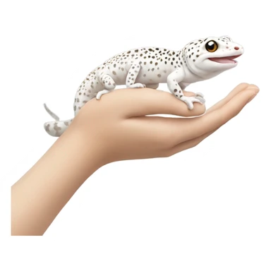 White leopard gecko in hand sticker
