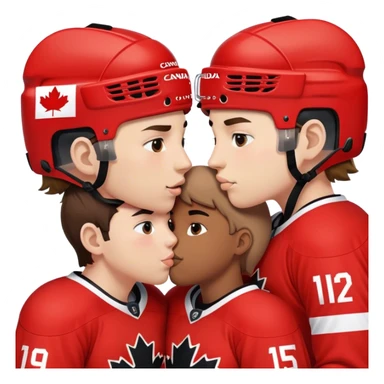 Canada hockey players kissing in red Canada jerseys sticker