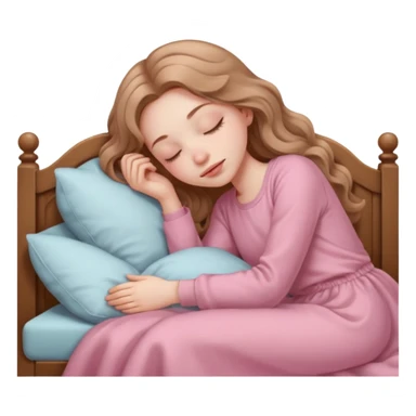 girl with pale skin and long wavy light brown hair in light pink clothes sleeping sticker