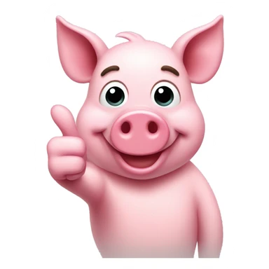 pink pig thumbs up sticker