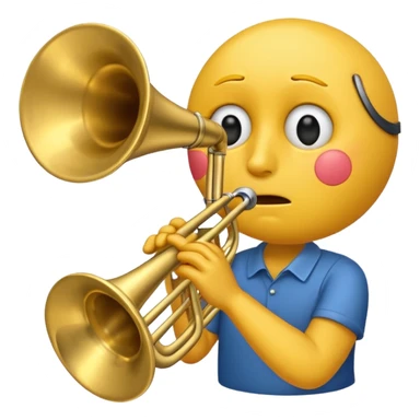 Emoji carita amarilla triste tocando el trombón sticker