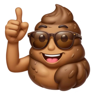 Poop  with sunglasses and two thumbs up sticker