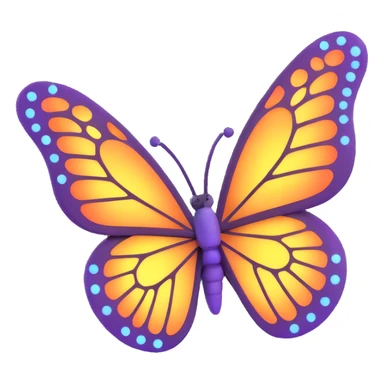 Add more decorations: more magical dust, glowing particles, and light effects around the butterfly. Maintain the 3D cartoon, elegant, fantasy style with a transparent background. sticker