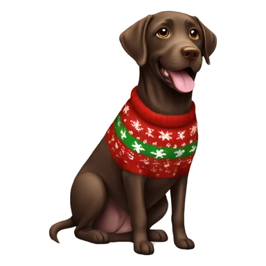 happy chocolate labrador in christmas sweater sticker