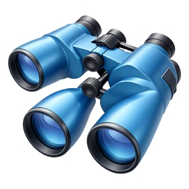 binoculars with sky reflection, blue sticker