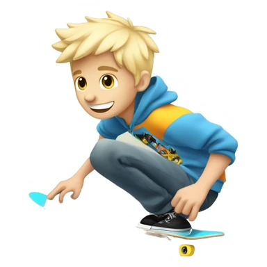 Cool chill blonde skater boy on skateboard ￼ sticker