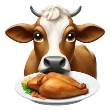 Cow eating broasted chicken sticker