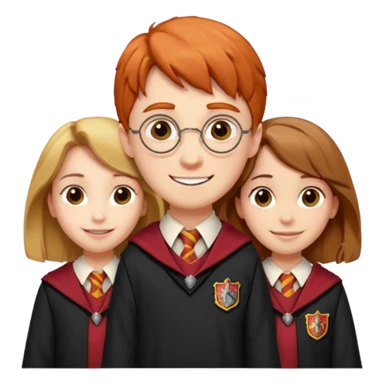 harry potter, ronald weasley and hermione granger in gryfinndor uniform sticker