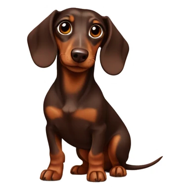 A chocolate-colored dachshund with light brown markings and long ears is cheerful sticker