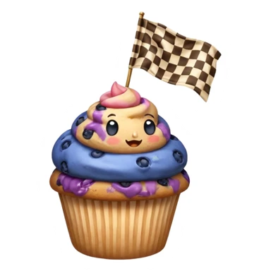 blueberry muffin holding a checkered race flag sticker
