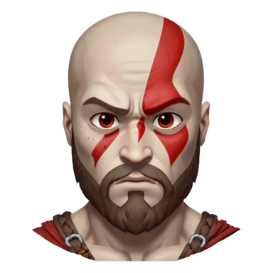 Visage de Kratos du jeu PlayStation a la perfection, c'est a dire que la marque rouge doit partir jusqu'à l'arrière du crâne et il n'a rien du côté de l'oeil droit donc gauche pour moi  sticker
