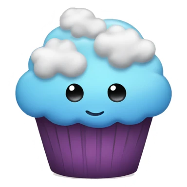 Sad cupcake with a rainy cloud as icing  sticker