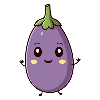 Berenjena with eyes and smile sticker