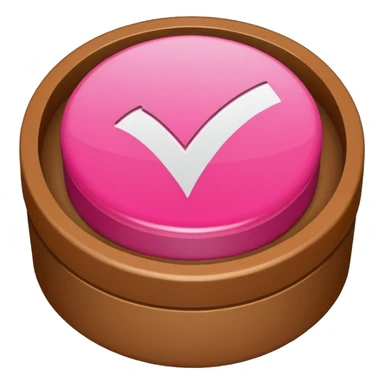 Design a Check Mark Box emoji (✅) that is pink and has a circular shape sticker