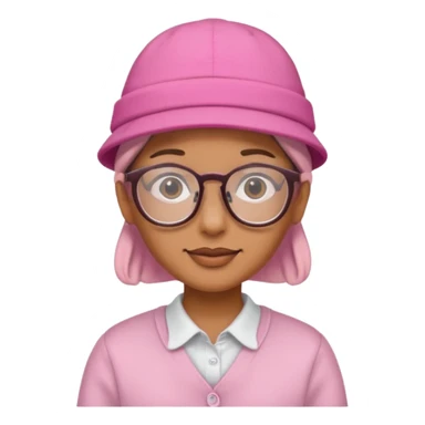 person with glasess wear pink hat  sticker