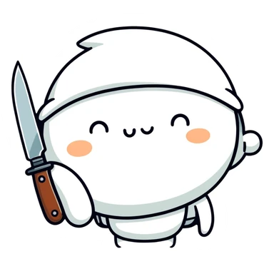 Sleepy holding knife sticker