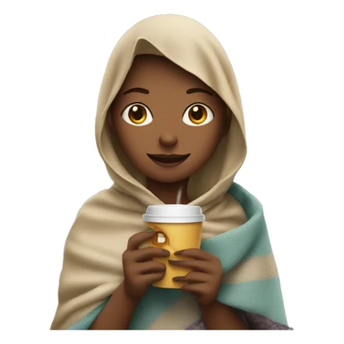 Girl with a blanket on a coffee in her hand and a cigarette in the other sticker