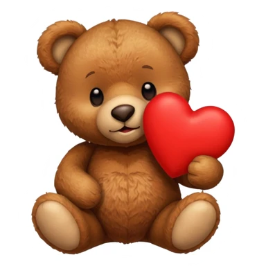 brown teddy bear hold red heart sticker