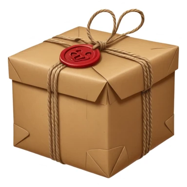 classic parcel, brown wrapping, string, wax seal sticker