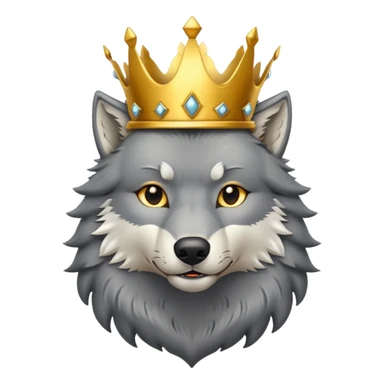 wolf with a golden crown on his head sticker