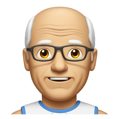 65 year old man playing tennis balding white sticker