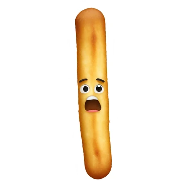 Mozzarella stick with a human face sticker