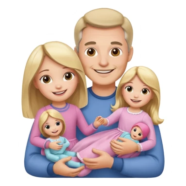 father and daughter playing with dolls sticker