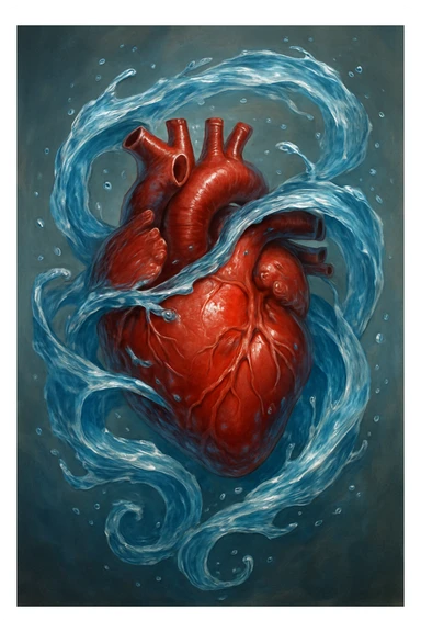 heart with swirling water effect, detailed sticker