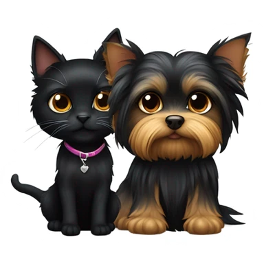 yorkie and black cat sticker