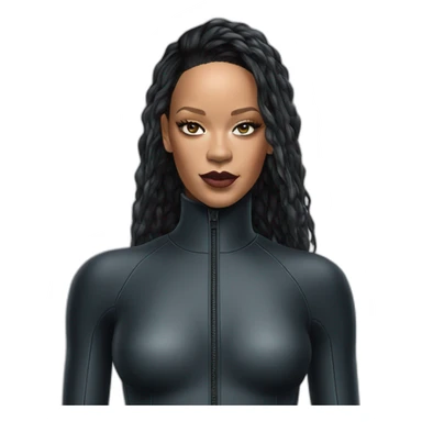 rihanna wearing a polar wetsuit hyperrealistic sticker